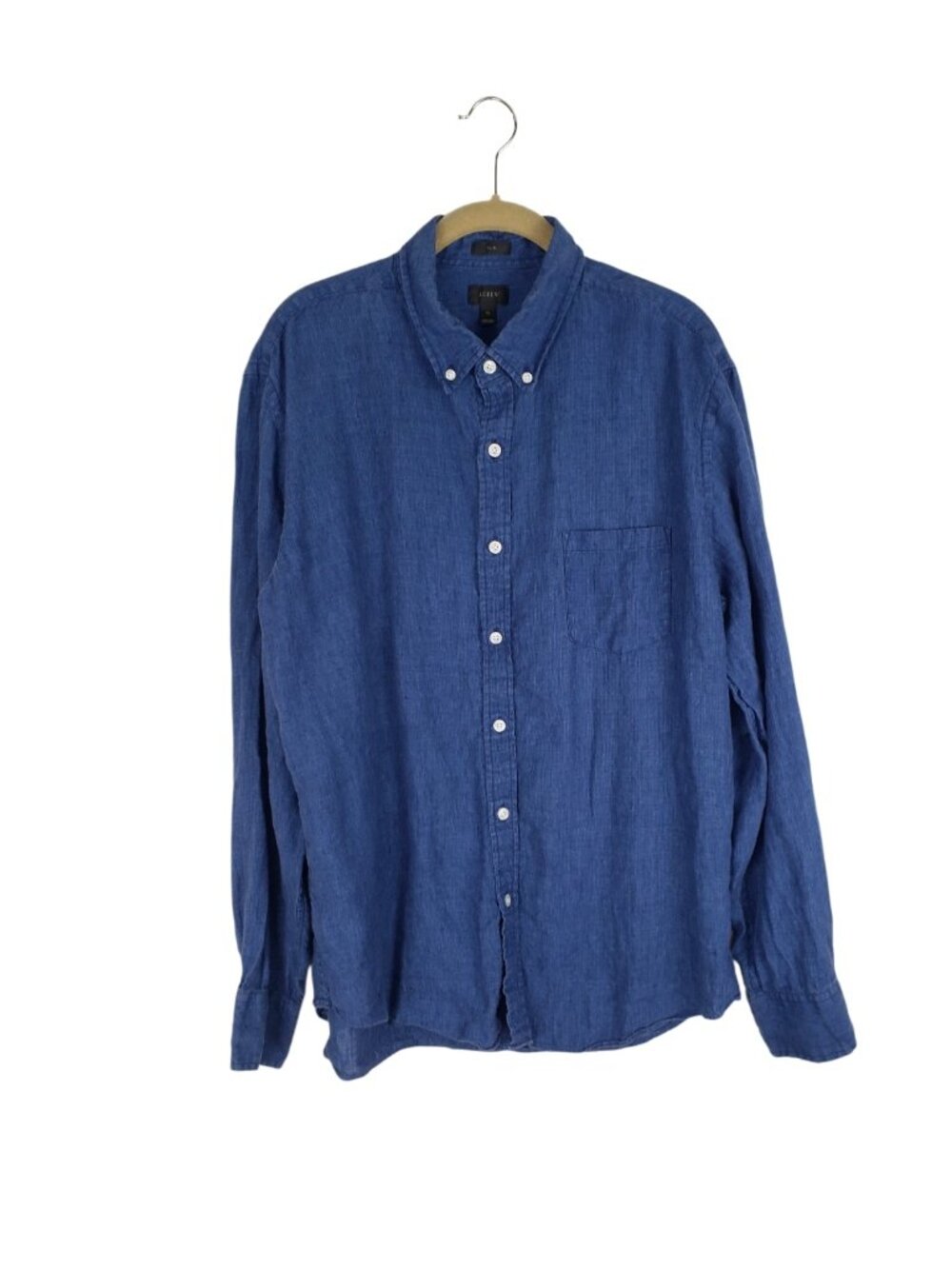 J Crew Baird McNutt Slim Fit Linen Button Down Shirt Blue Long Sleeve Mens XL